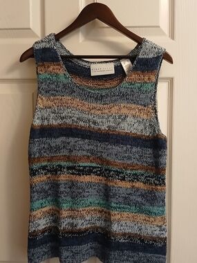 First Issue by Liz Claiborne Striped Knit Top - Blue & Brown